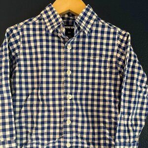 Blue & White Gingham Button-Up Shirt Lands End